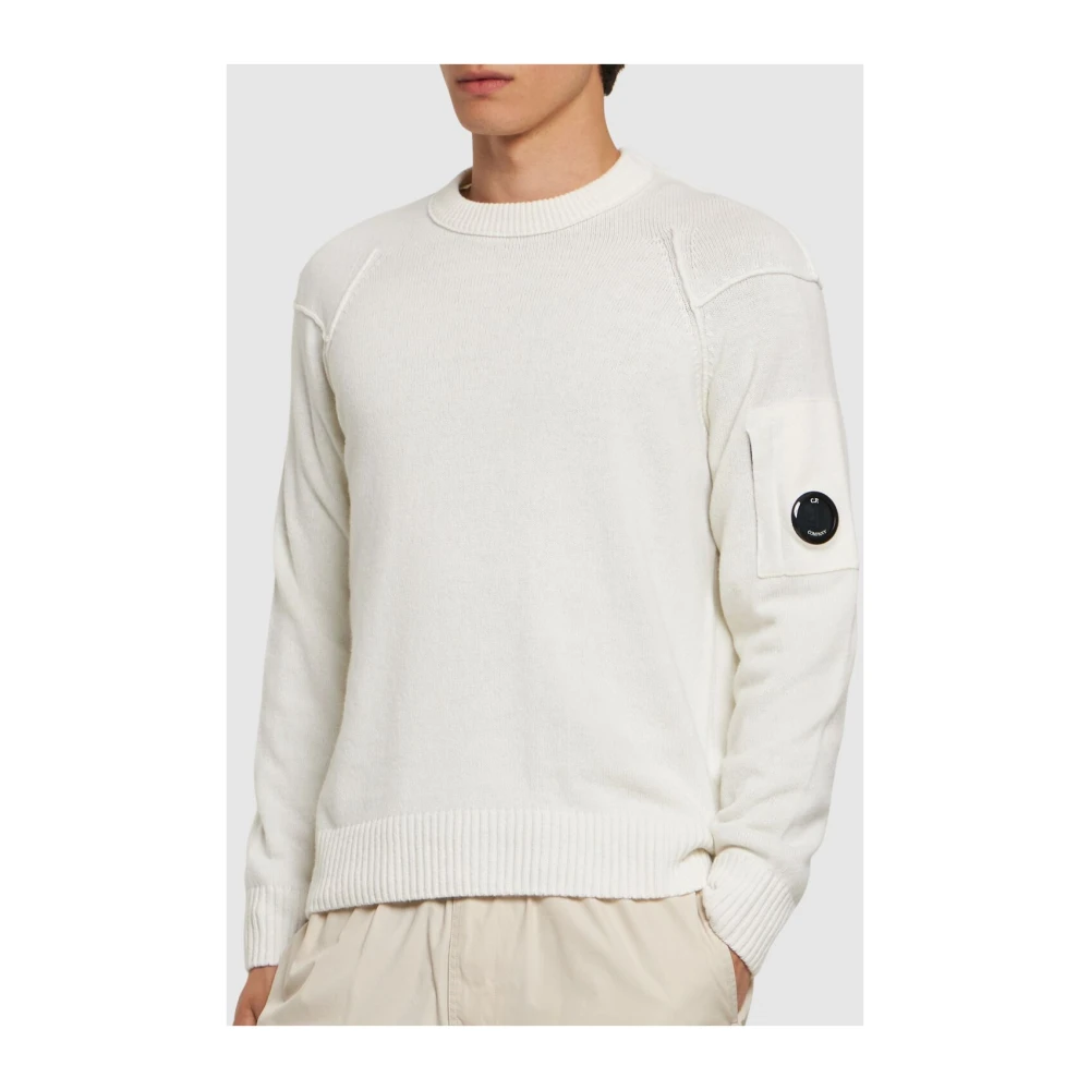 C.P. Company Witte Lamswol Ronde Hals Trui White Heren