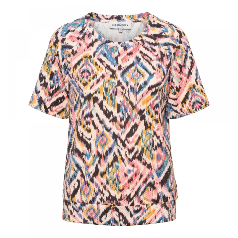 &Co Woman Ikat Flamingo Top Multicolor Dames