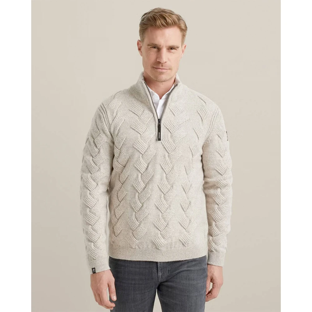 Vanguard Ster Wol Acryl Trui Beige Heren