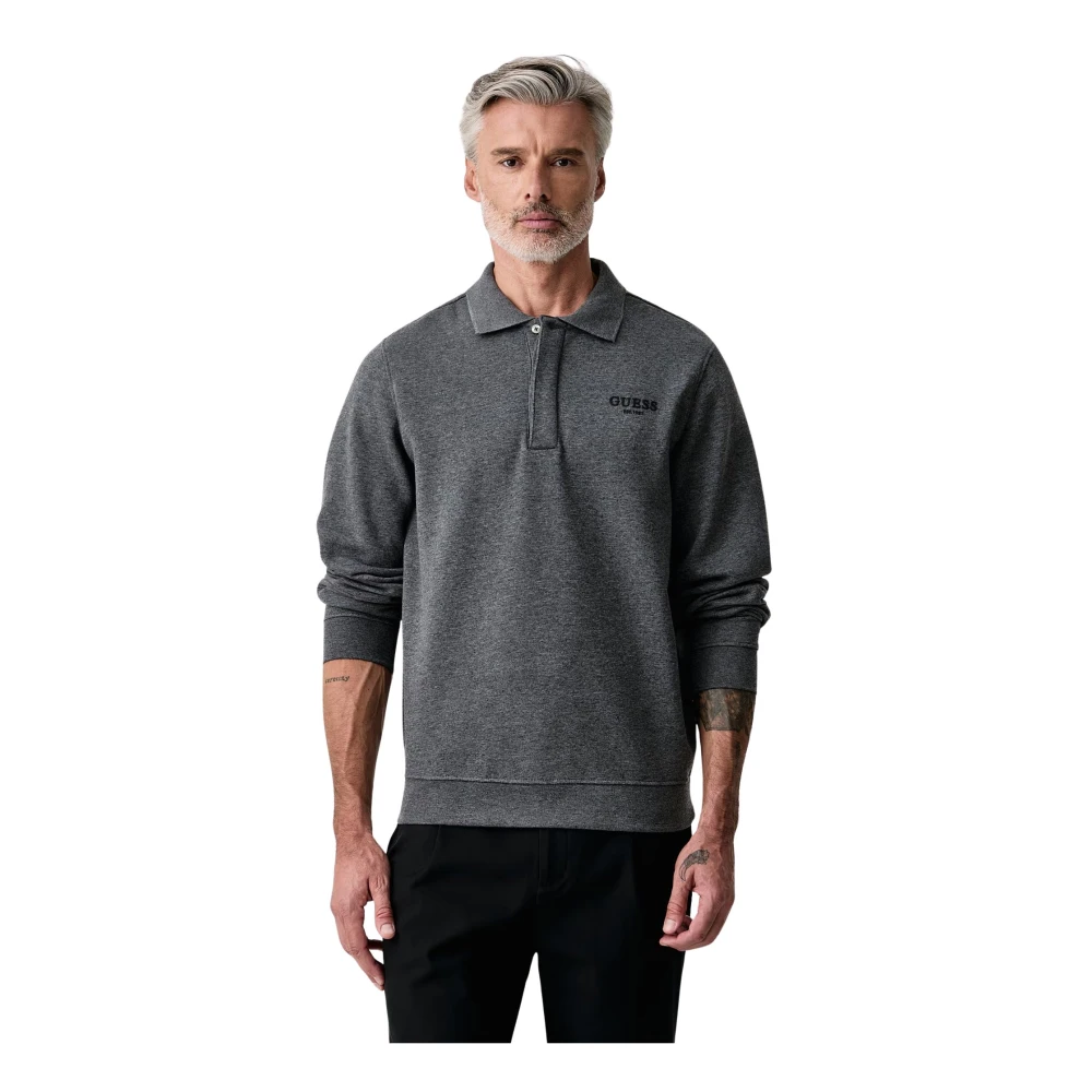 Guess Uomo Gris Sweatshirt Polo - Immagine 2