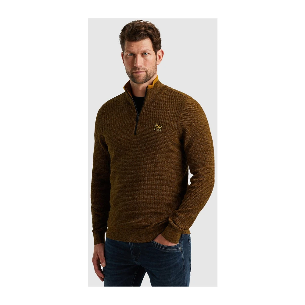 PME Legend Halve Rits Katoenen Trui Brown Heren