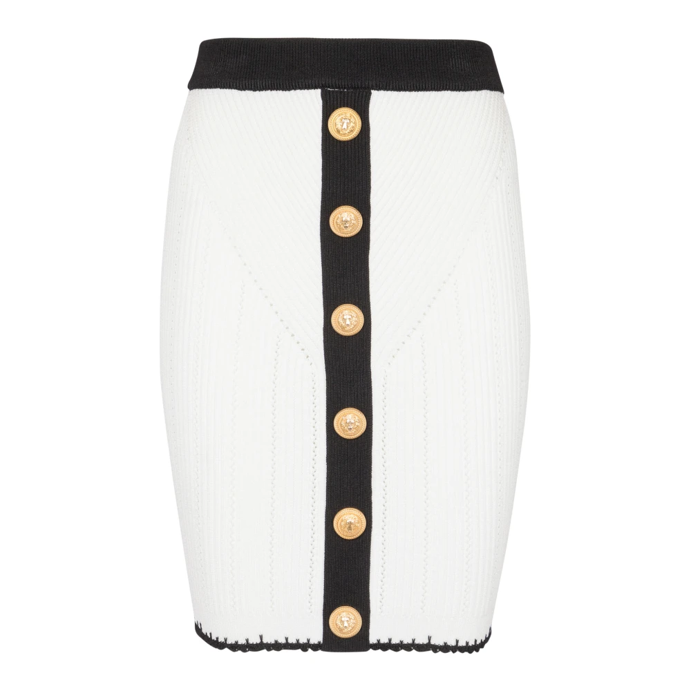 Balmain Gebreide Rok met Knopen White Dames