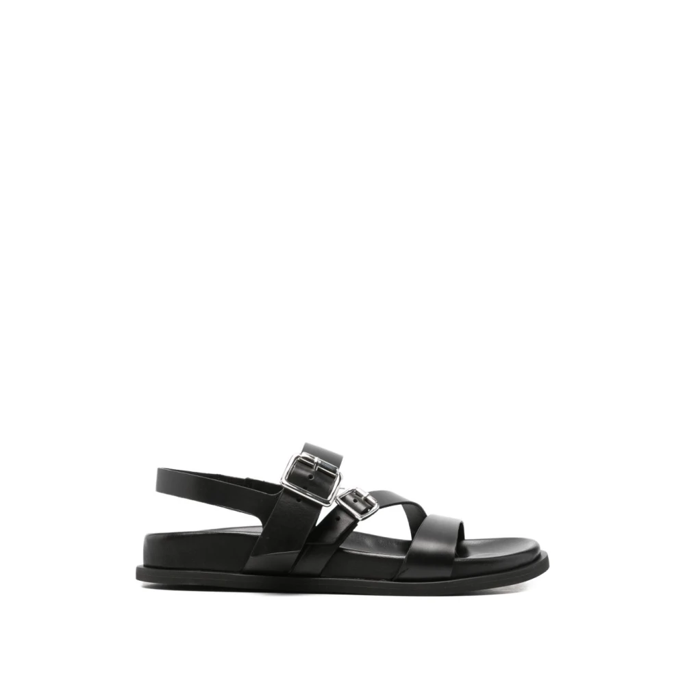 Guglielmo Rotta Femme Noir Chaussures, Taille: 37 Eu Tours Ranch Flat Sandal