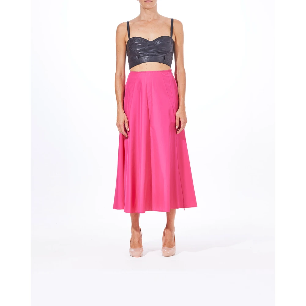 Moschino Fuchsia Taffeta Lange Rok Pink Dames