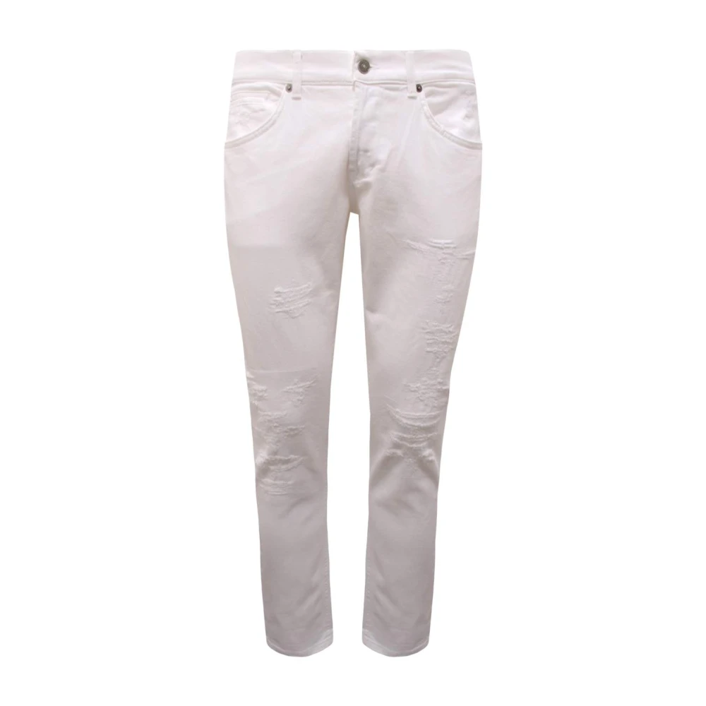 Dondup Men's White Distressed Skinny Trousers - Slim Fit Jeans - W38 - Jeans