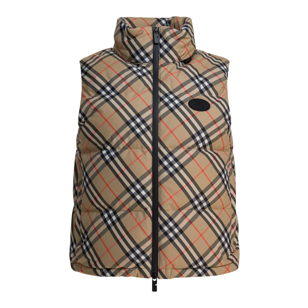 Burberry Women's Beige Waistcoats,, Quilted Sleeveless Jacket Aw25 Medium
