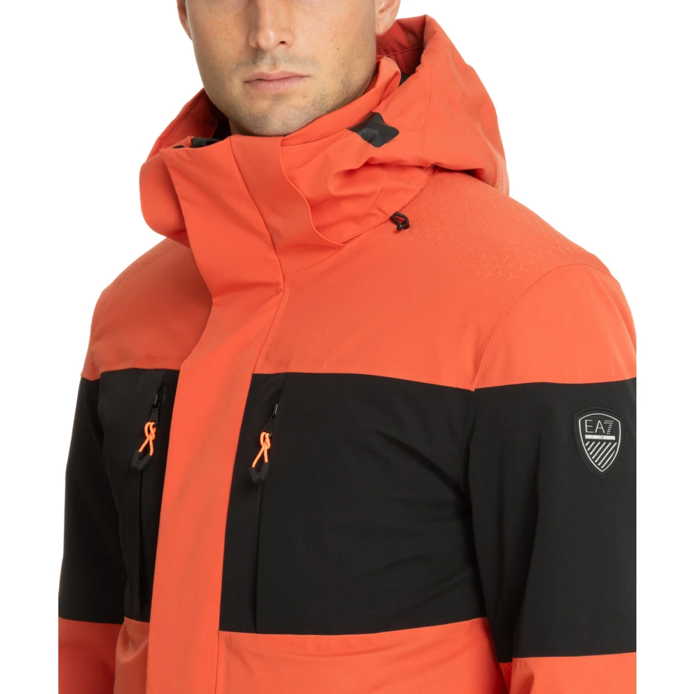 Emporio Armani EA7 Multikleur Ski Jas met Capuchon Orange Heren
