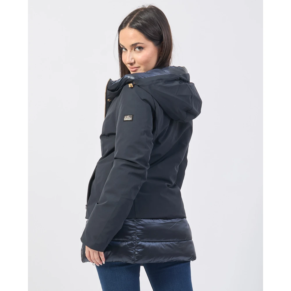 YES ZEE Blauwe Gewatteerde Hoodiejas Blue Dames