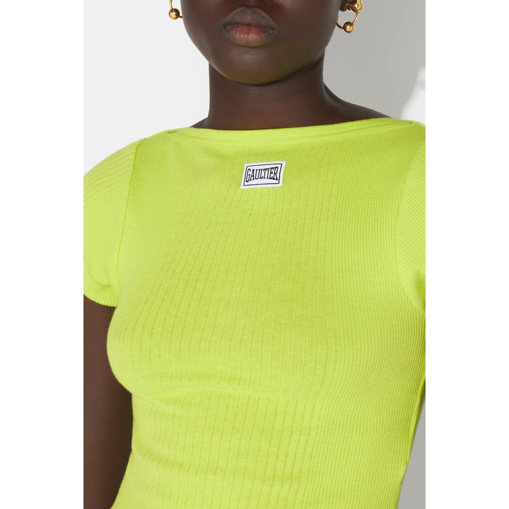 Jean Paul Gaultier Lime Boat Neck Tee Green Dames