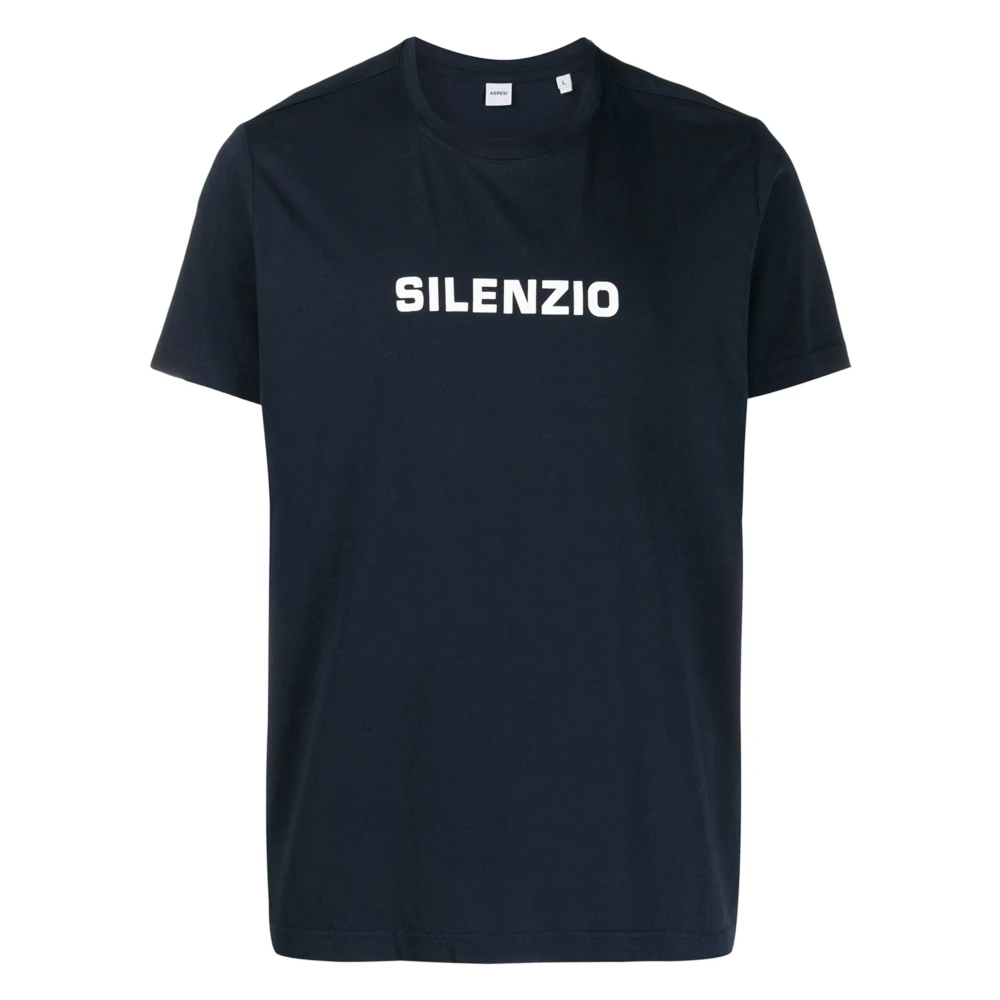 Aspesi Silenzio Katoenen Print T-Shirt Blue Heren