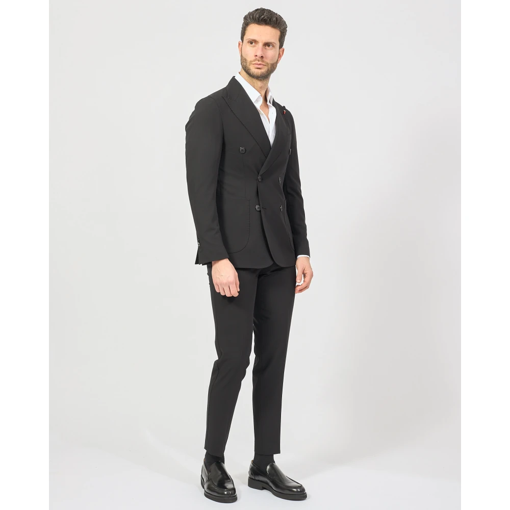 Mulish Zwarte double-breasted jurk met klassieke zakken Black Heren