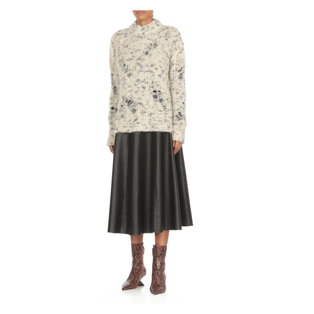 Msgm Grijze Alpaca Hoge Hals Trui Gray Dames