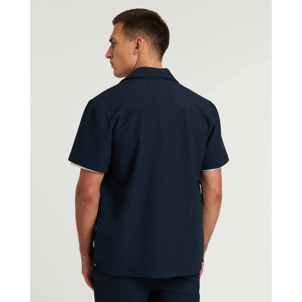 Chasin Korte mouw overhemd Doby Structure Blue Heren