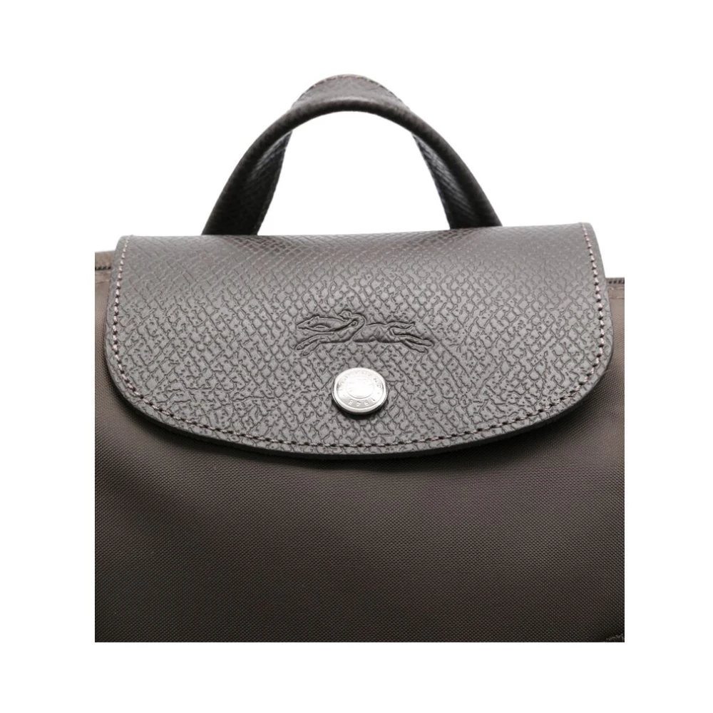 Longchamp Canvas Leren Rugzak Aardebruin Brown Dames