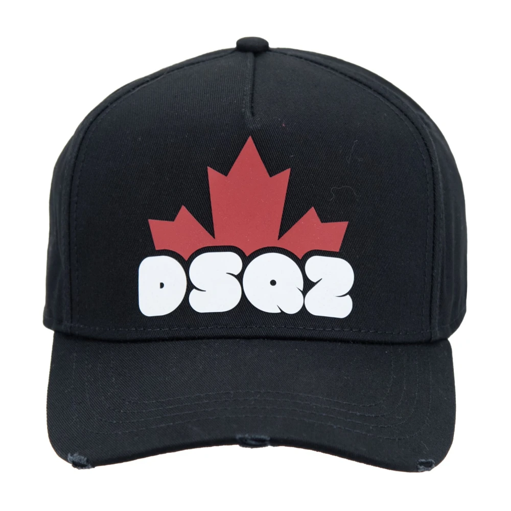 Dsquared2 Unisex Black Caps, One Size, Embroidered Logo Baseball Cap Fibbia