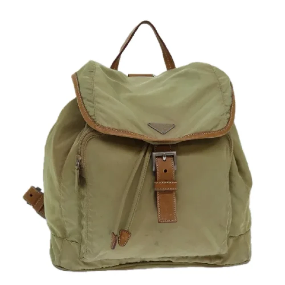 Prada Vintage Pre-owned Nylon backpacks Beige Dames