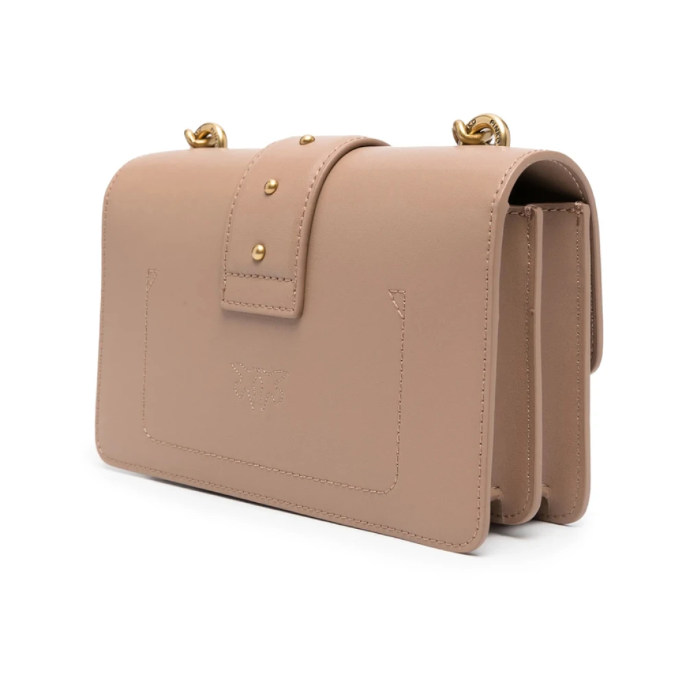 pinko Love Birds Beige Leren Schoudertas Beige Dames