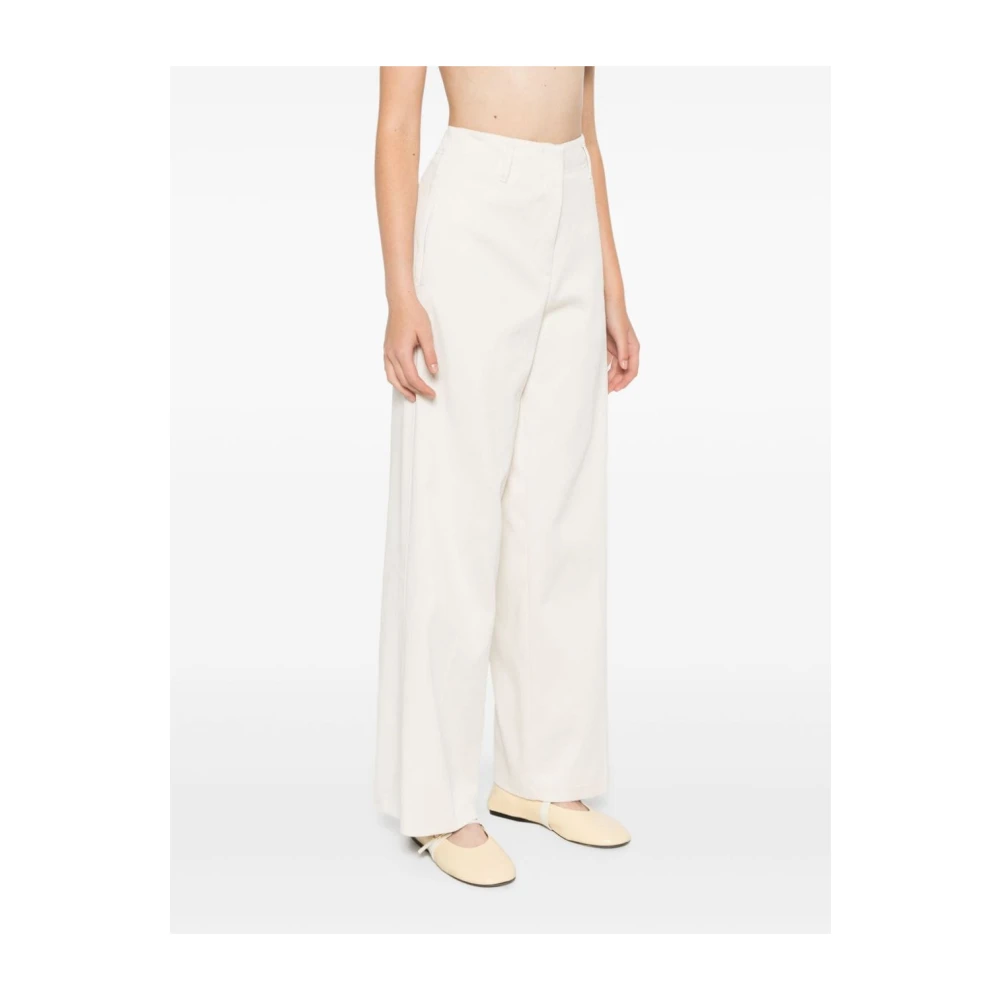 Forte Ivoor Katoenen Broek Recht Ontwerp Beige Dames