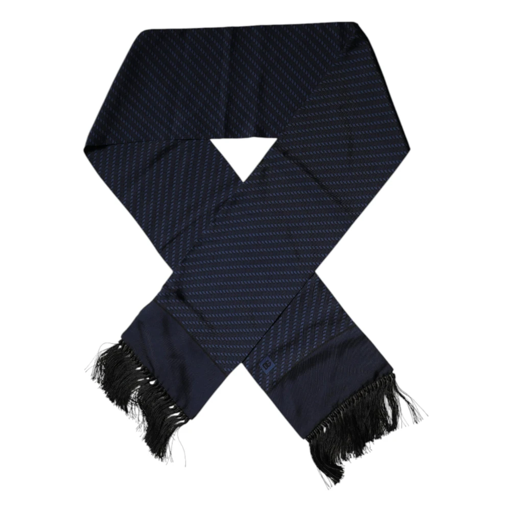 Dolce & Gabbana Herren Blau Dunkelblauer Schal Mit Fransen