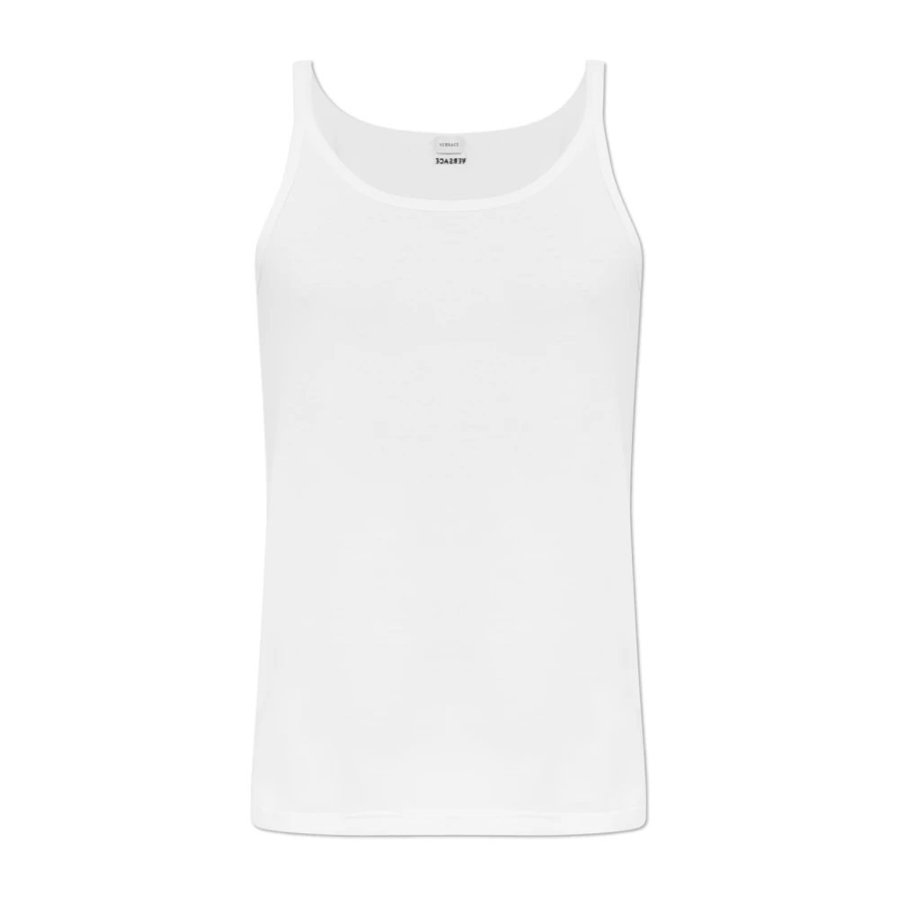 Versace Mannelijk Wit Tops Heren, Xl, Katoen, Lingerie Top Met Ronde Halslijn