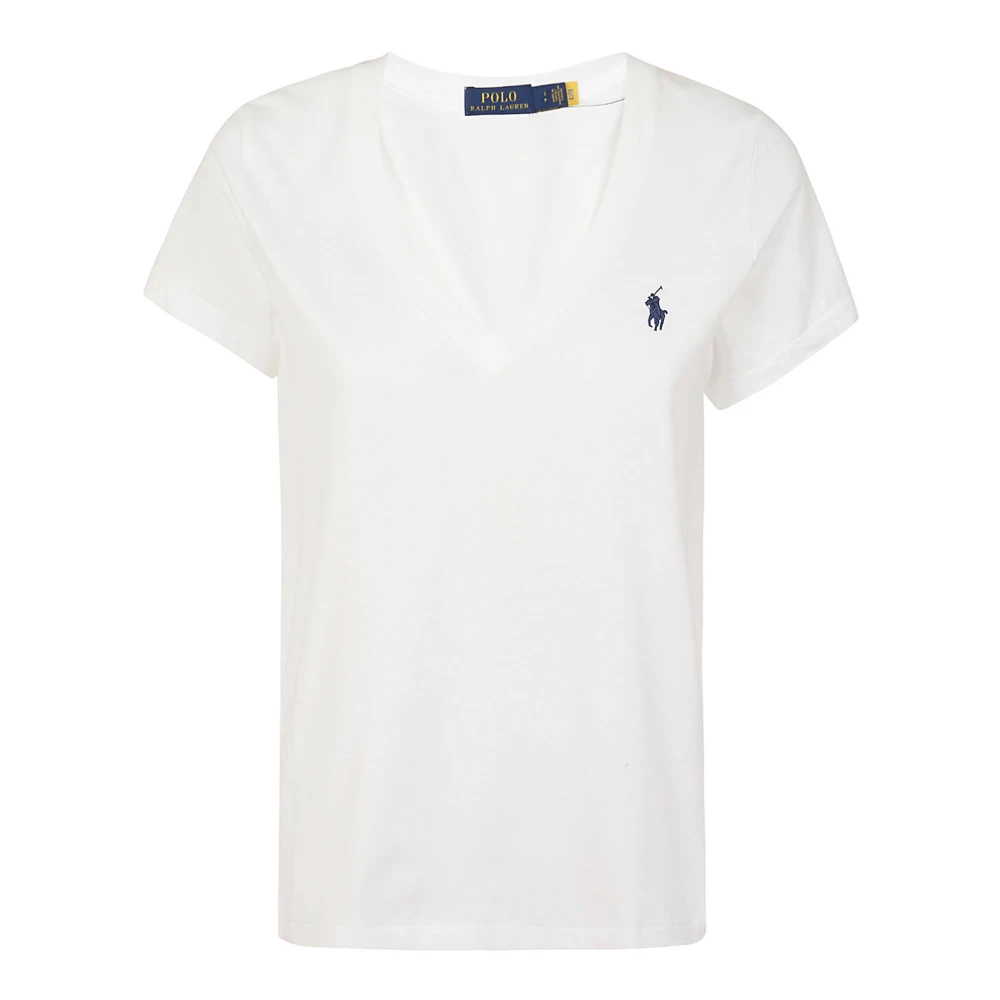 Ralph Lauren V-ringad T-shirt White, Dam