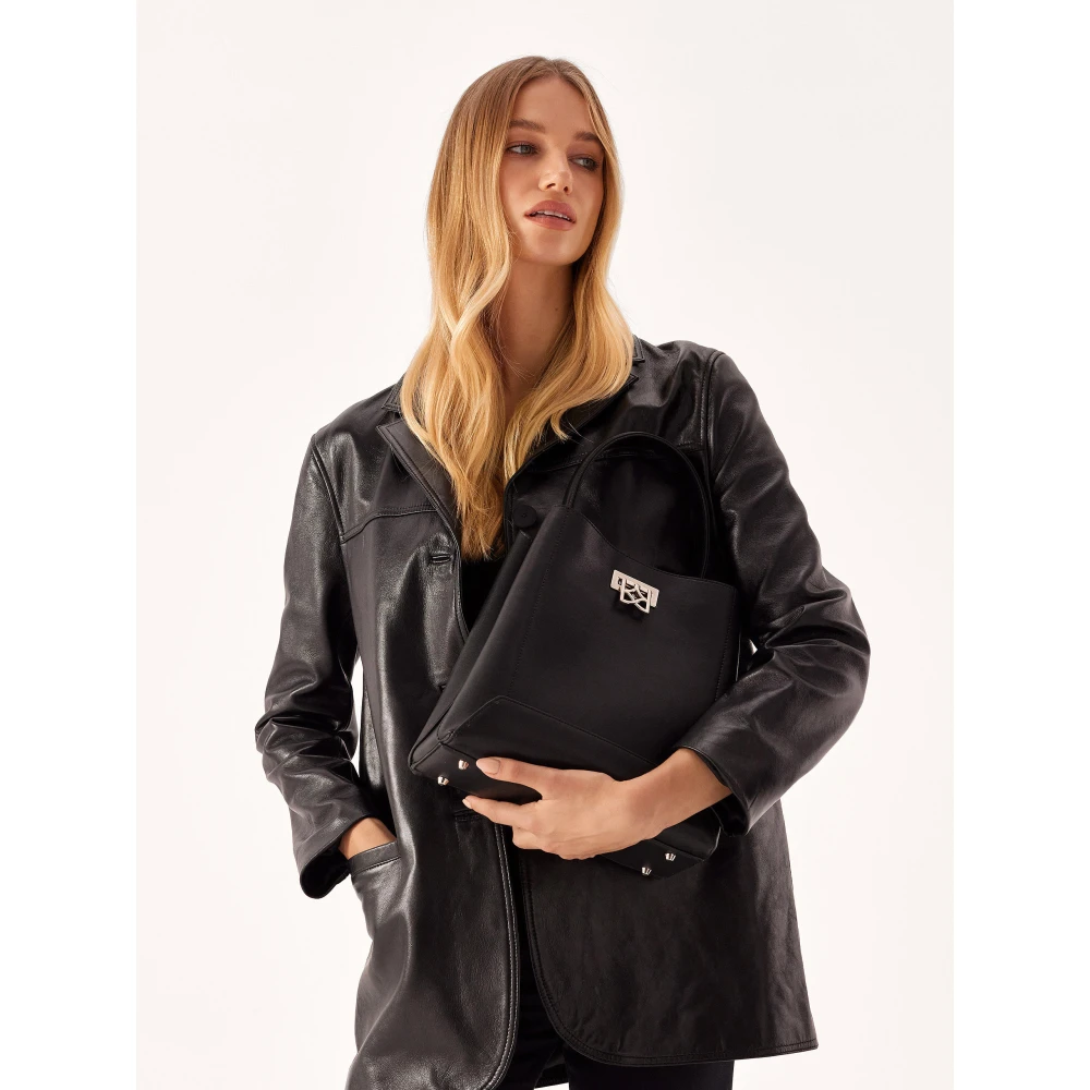 Kazar Zwarte leren handtas met handvat Black Dames