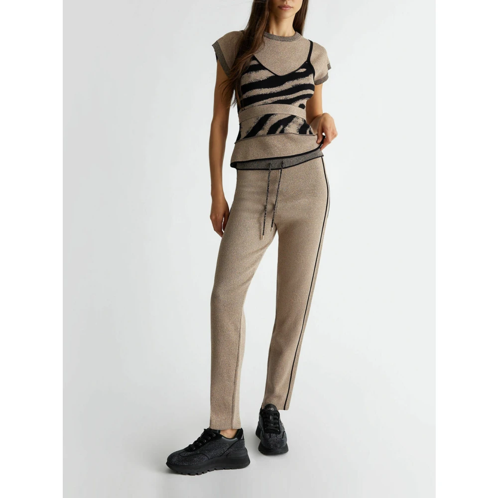 Liu Jo Sportieve Gestreepte Sweatpants Brown Dames