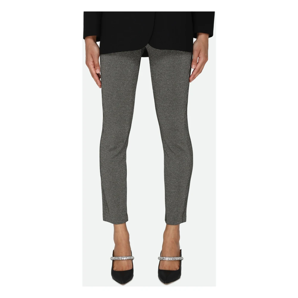 PATRIZIA PEPE Bruin en Zwart Geruite Elastische Broek Gray Dames