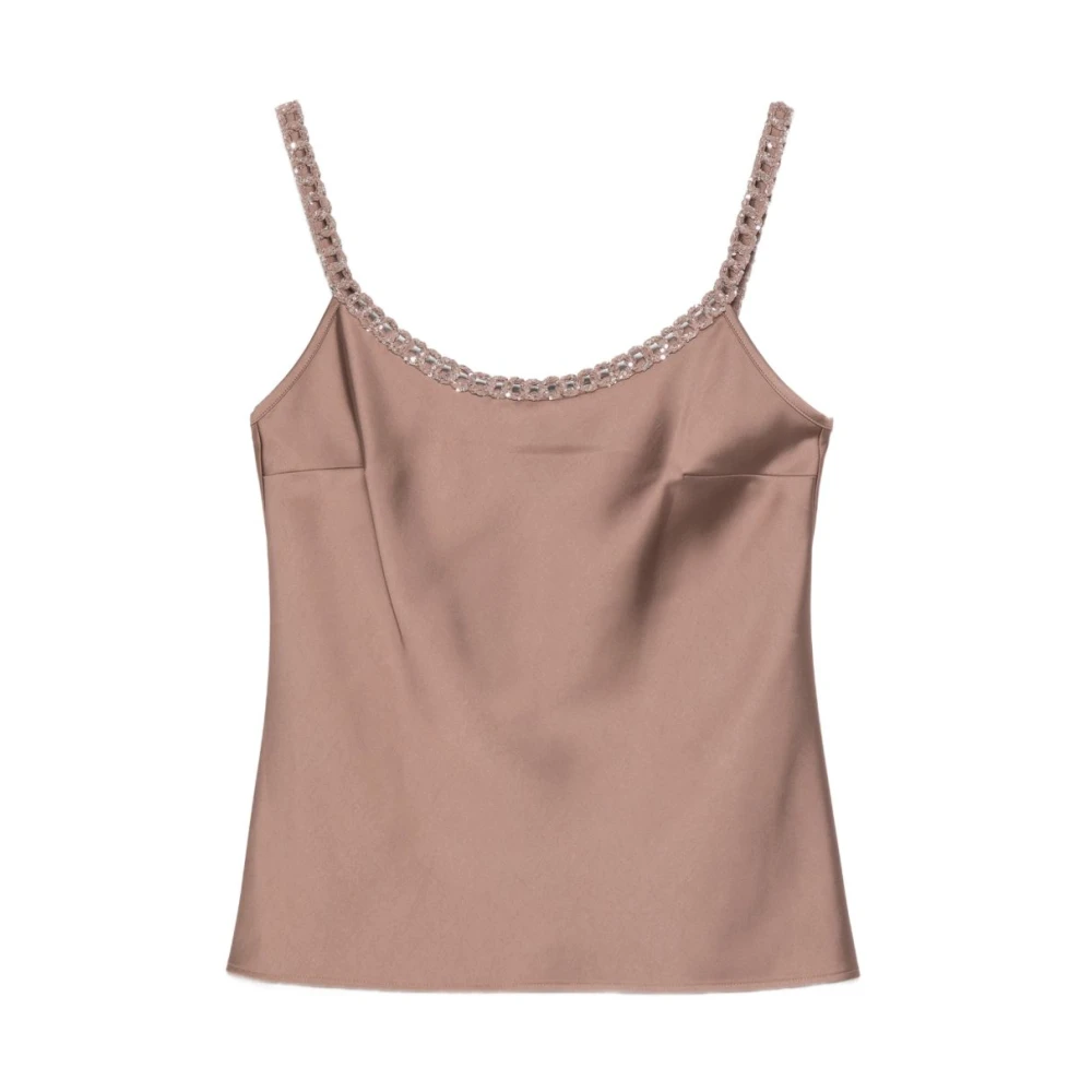 D.exterior Women's Brown Faux-Satin Top - Sleeveless Tops - S - Tops