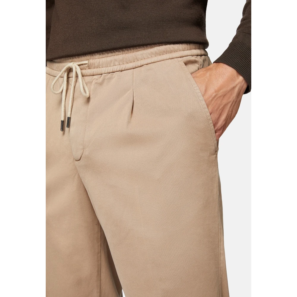 Boggi Milano City Broek van Stretch Katoen Tencel Beige Heren