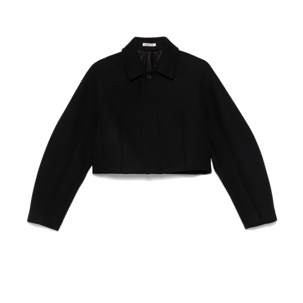 Auralee Blauwe Wol Crop Blazer met Dart Blue Dames