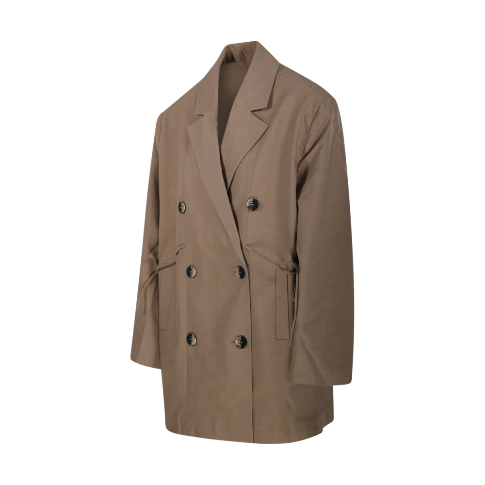 Ganni Melange Oversized Blazer met Tiger's Eye Brown Dames