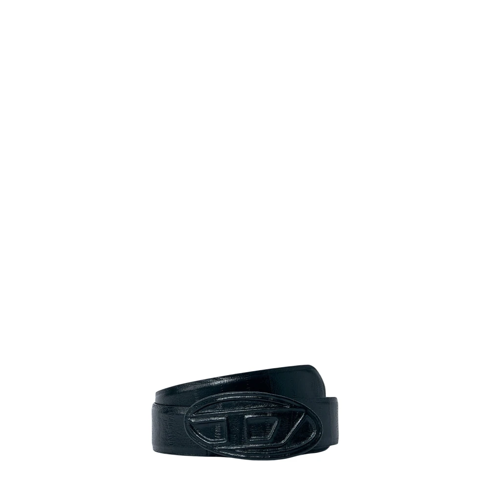 Diesel Unisex Black Belts, 85 Cm, Signature Logo Buckle Belt