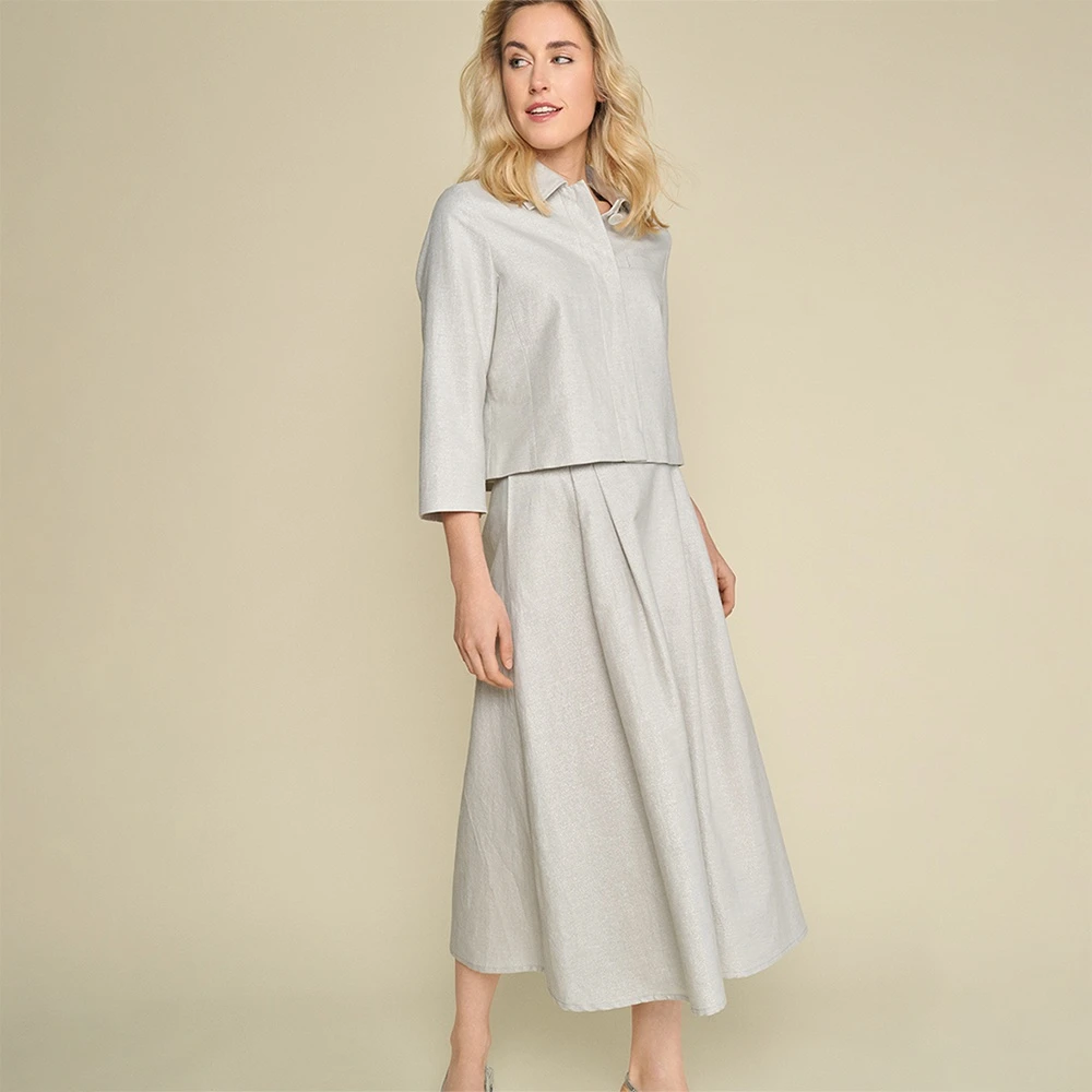 Marie Méro Elegante A-lijn lurex rok Gray Dames