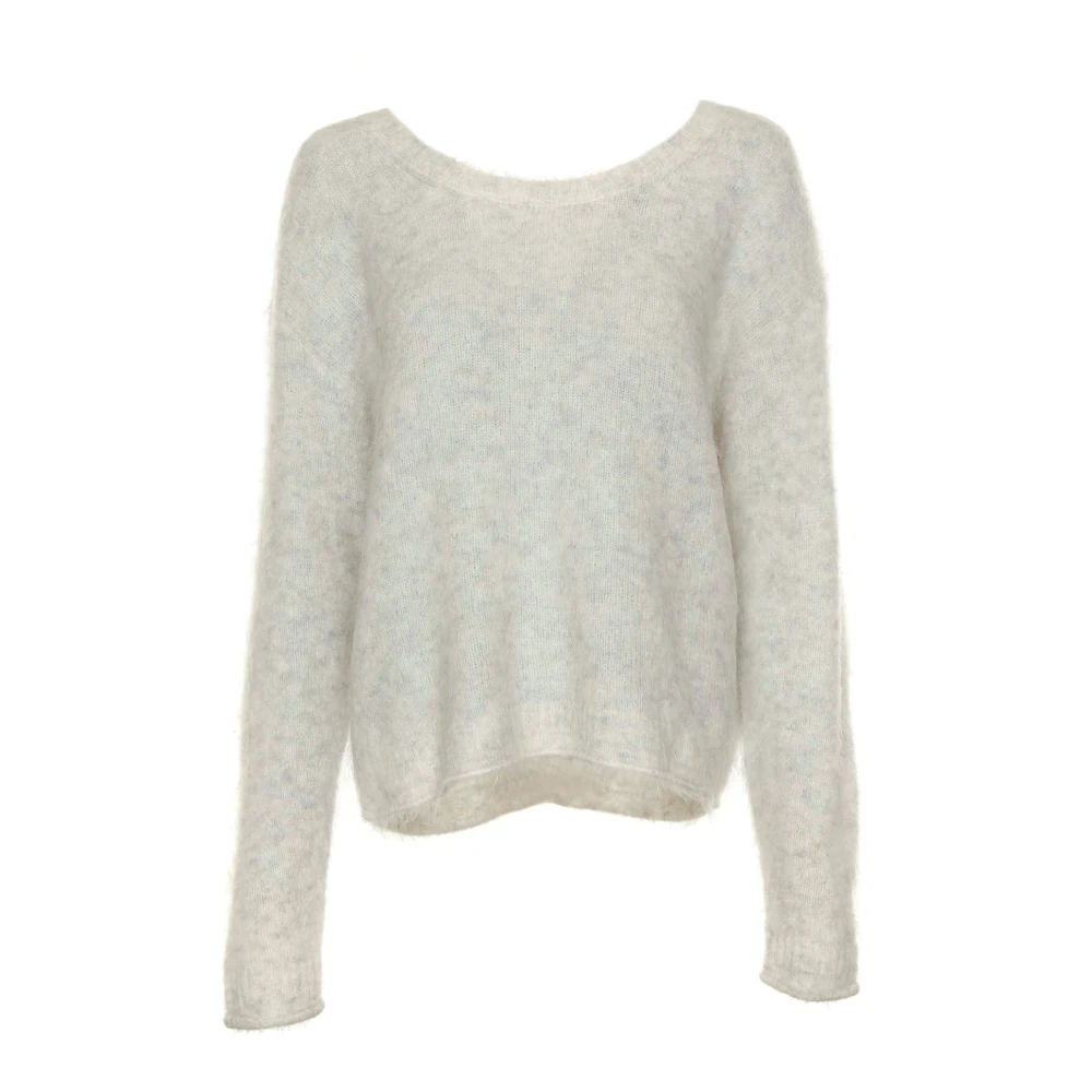 American vintage Gezellig Gebreide Trui met Relaxte Pasvorm Gray Dames