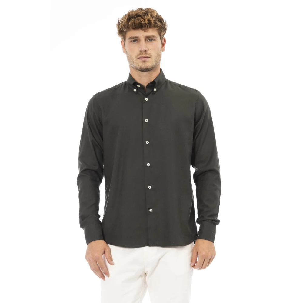 Baldinini Button-down Shirt Korte Mouw Green Heren