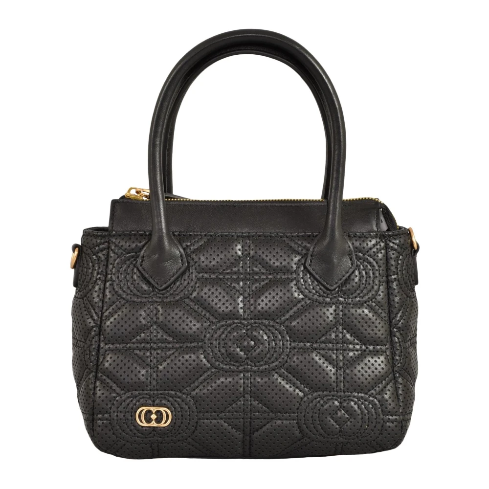 La Carrie Stich Spoon Leren Handtas met Rits Black Dames