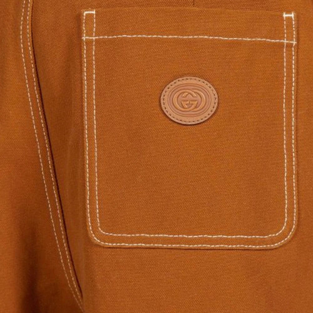 Gucci Monogram Katoenen Broek met Logo op de Achterkant Brown Heren