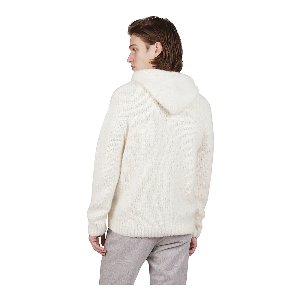 Eleventy Cashmere Alpaca Full Zip Hoodie Sweater White Heren