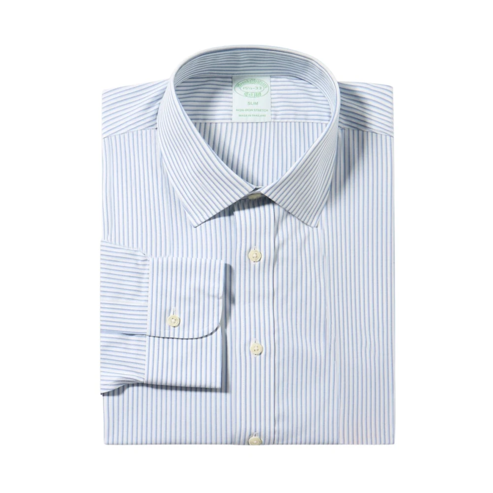 Brooks Brothers Men's Blue Formal Shirts, 2XL, Slim Fit Non-Iron Cotton Shirt With Ainsley Collar