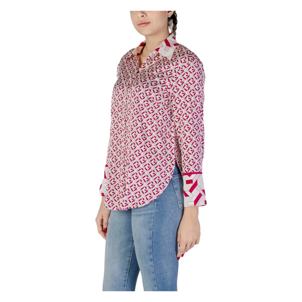 Guess Geometrisch V-hals Shirt Pink Dames