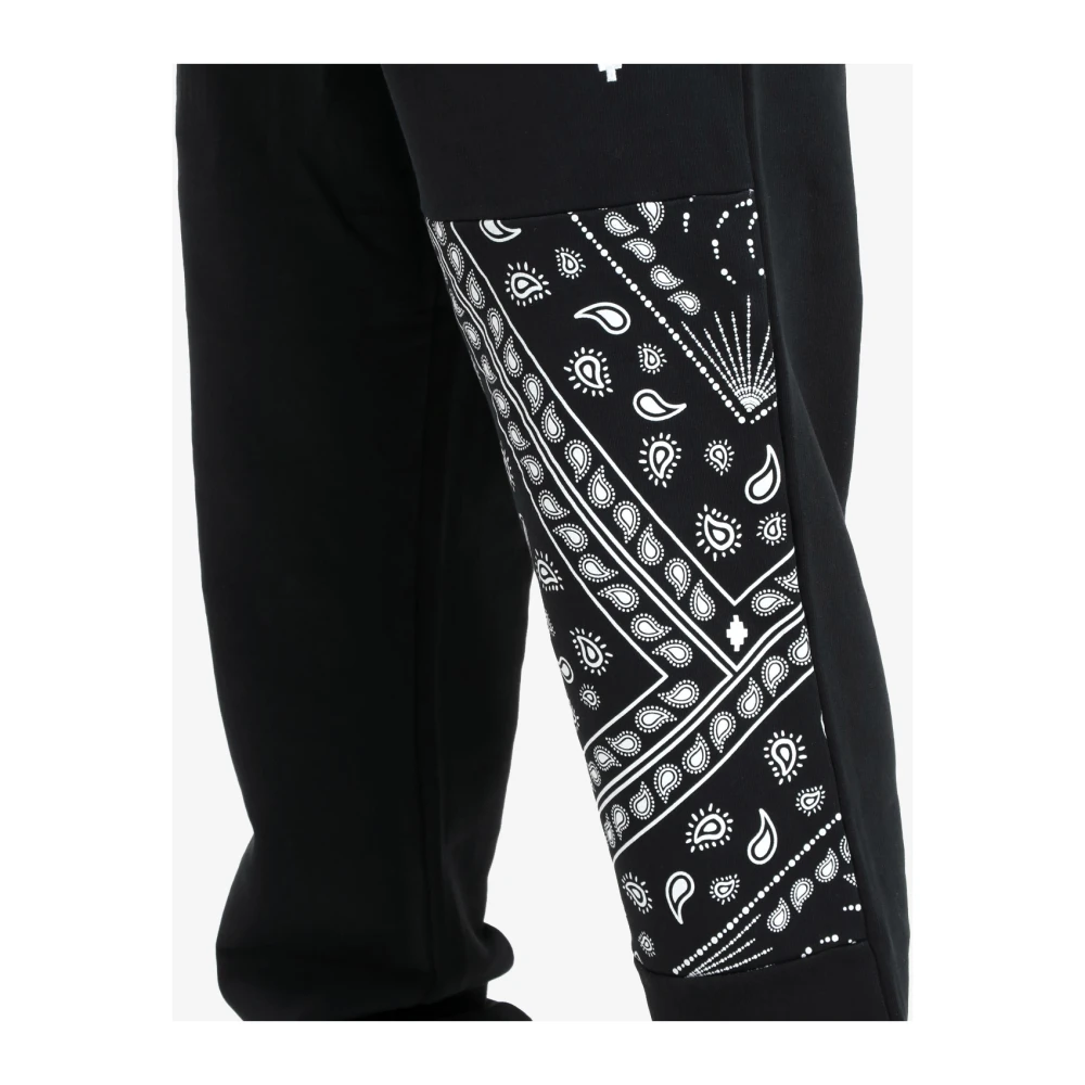 Marcelo Burlon Zwarte sportbroek van katoen met wit bandana-print Black Heren