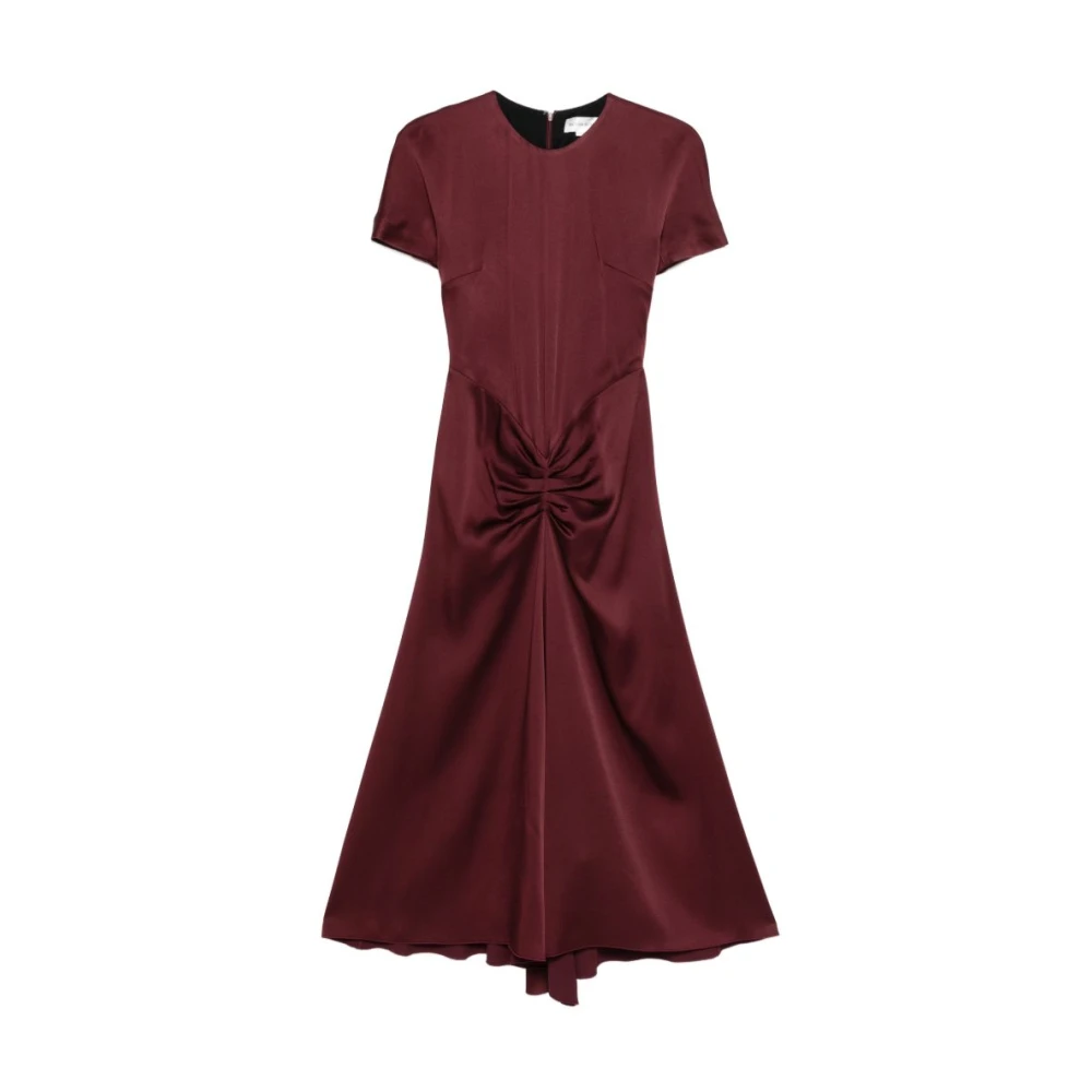 Victoria Beckham Women's Red Midi Dresses, 2XS, Draped Short-Sleeves Midi Dress