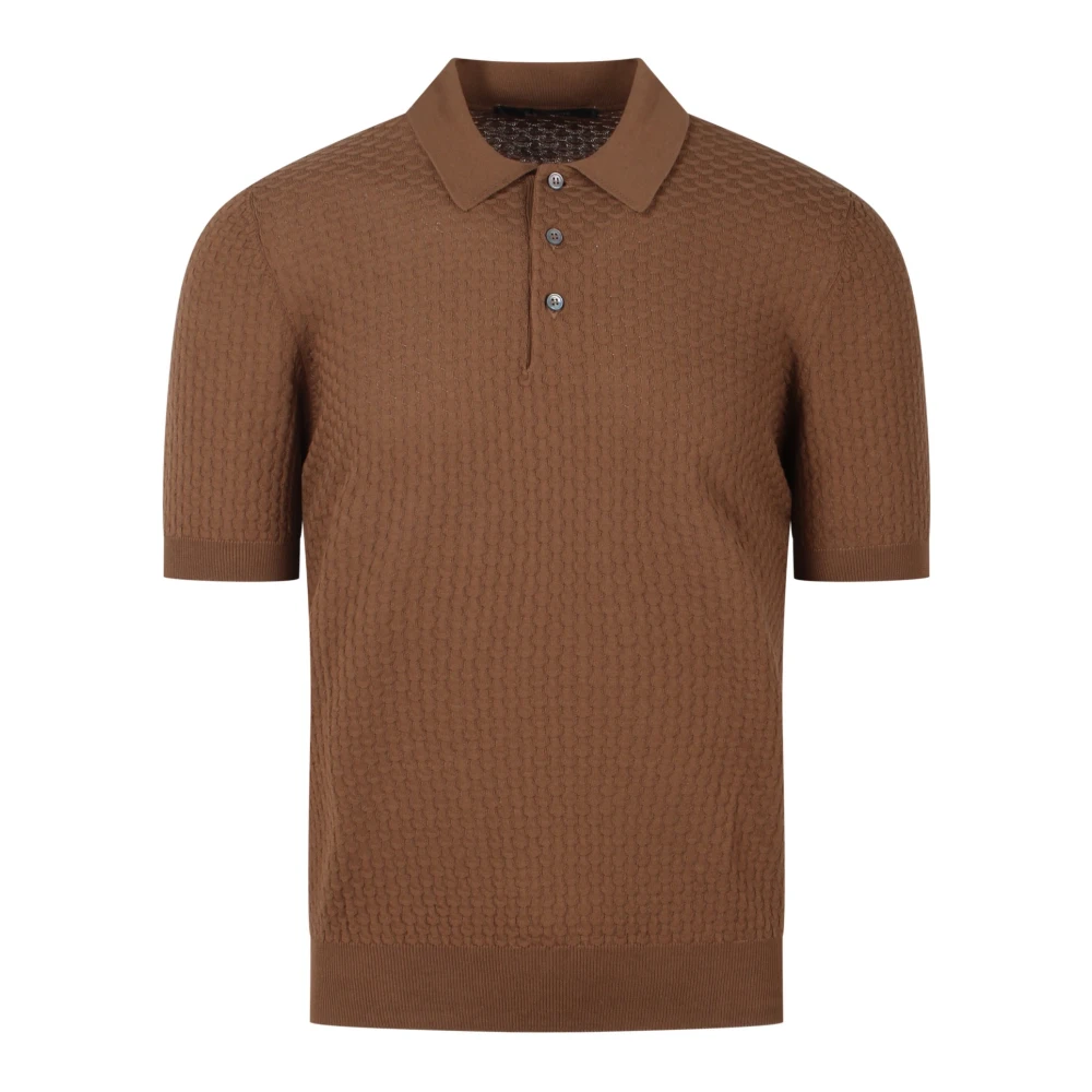 Tagliatore 3D Gebreide Polo Shirt Ss24 Brown Heren