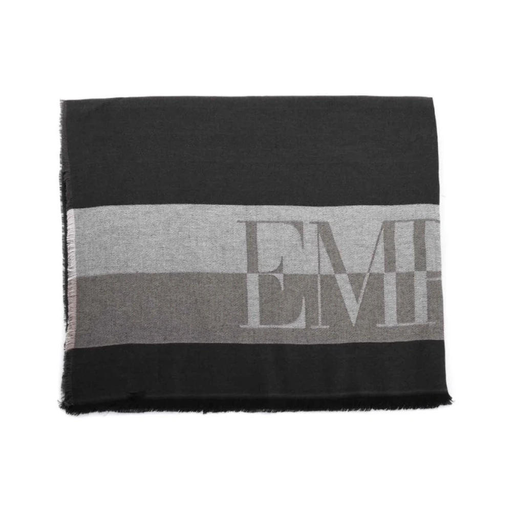 Emporio Armani Uomo Multicolor Sciarpa A Righe Con Logo Oversize - Immagine 2