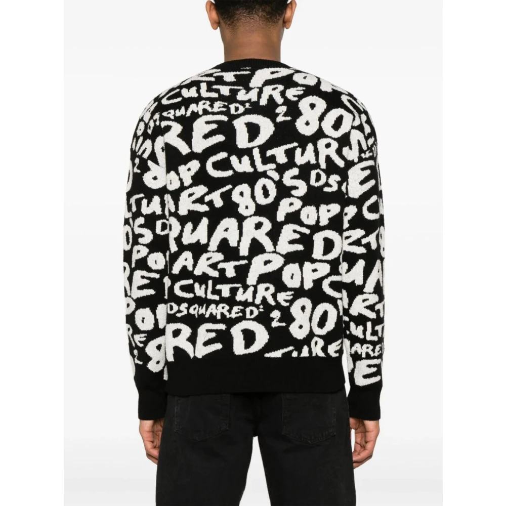 Dsquared2 Zwart Wit Crew-Neck Sweater Multicolor Heren