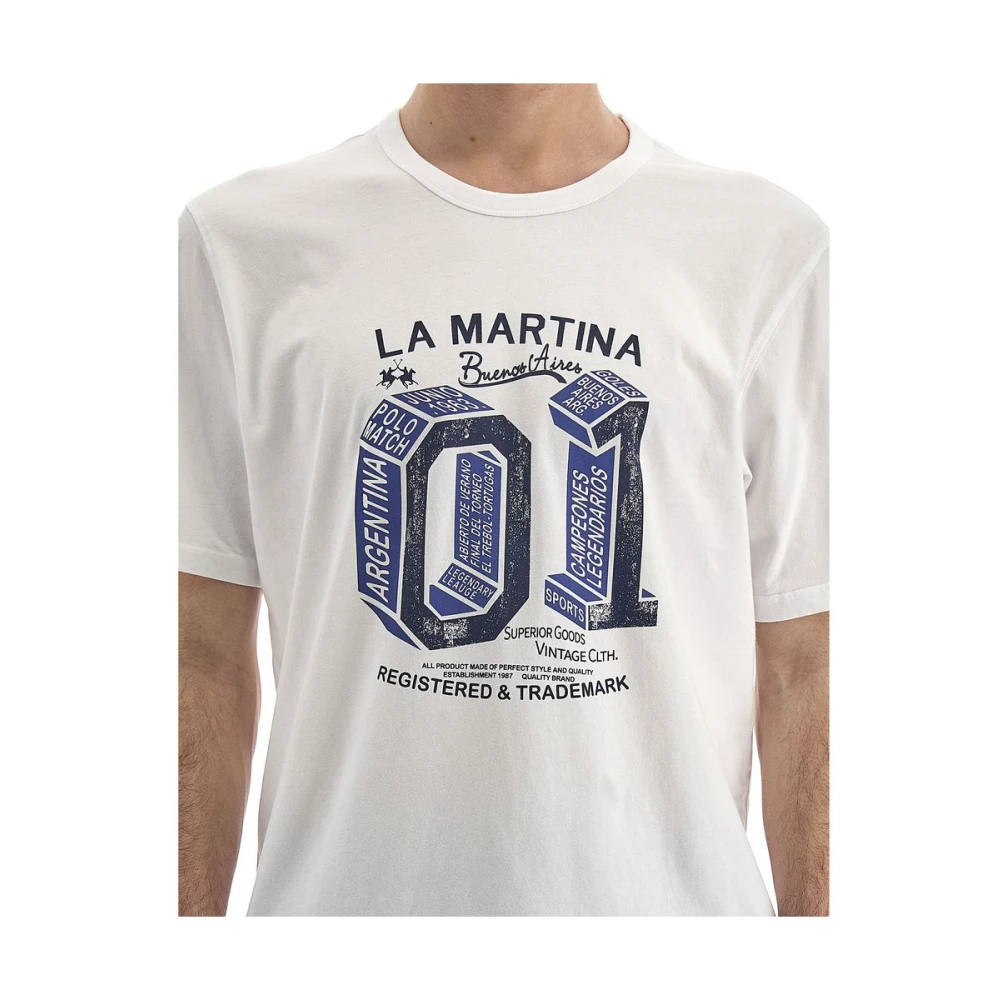 LA MARTINA Frontprint Jersey T-Shirt White Heren
