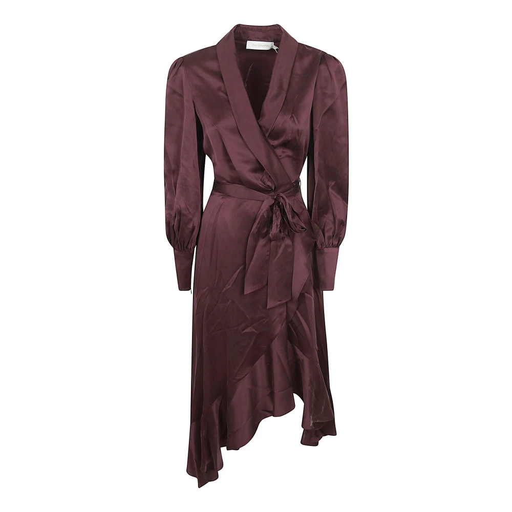 Zimmermann Women's Brown Wrap Dresses, Xs, Silk Wrap Midi Dress
