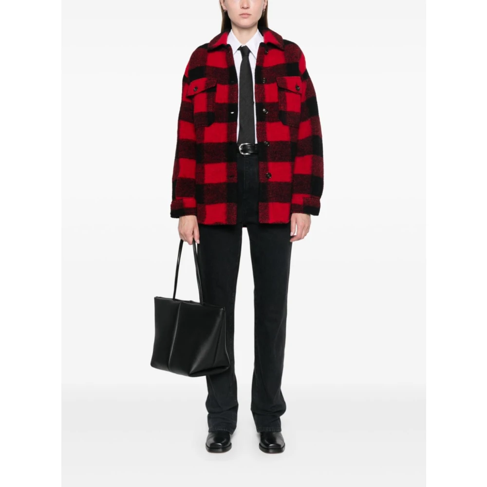 Woolrich Rood Geruite Jas Red Dames