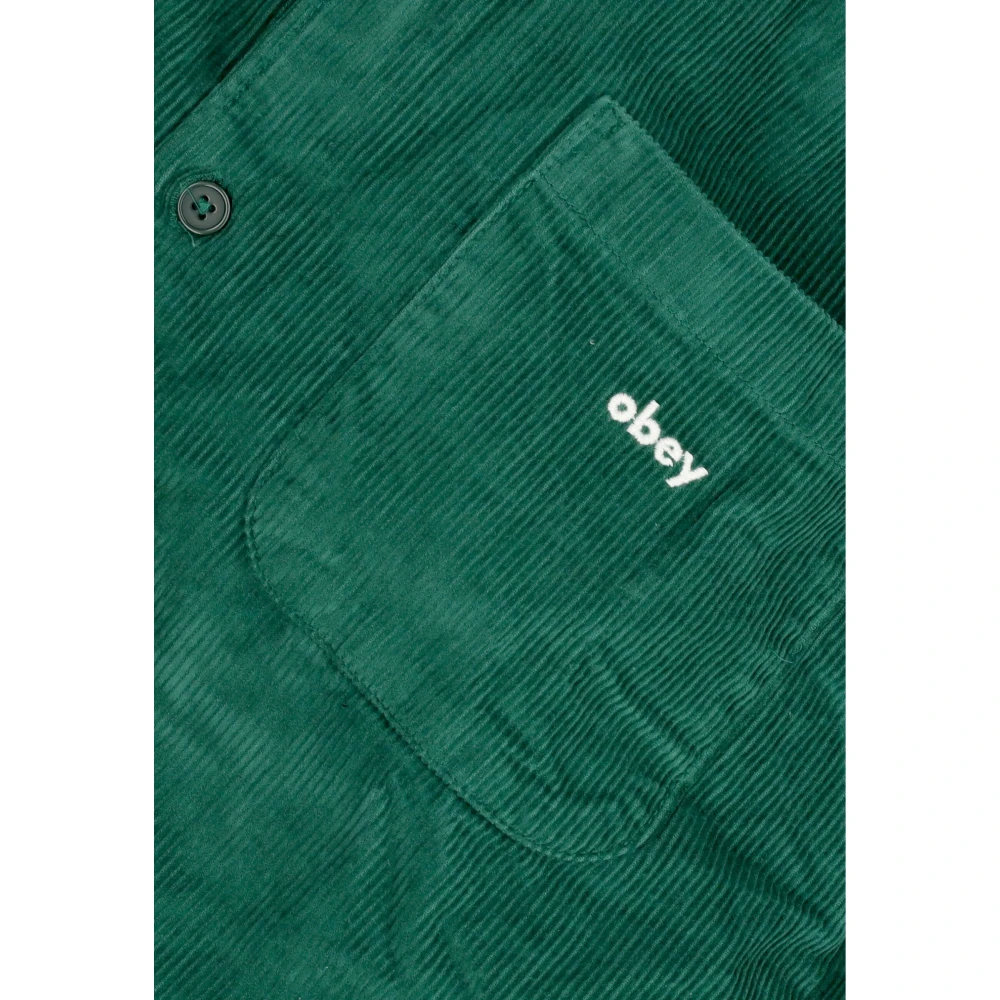 Obey Fluweel Regenwoud Langarm Shirt Green Heren
